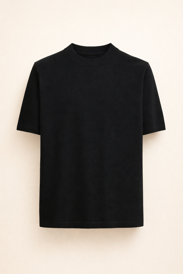 SANKI Black Relaxed Fit Casuals T-shirt for Men