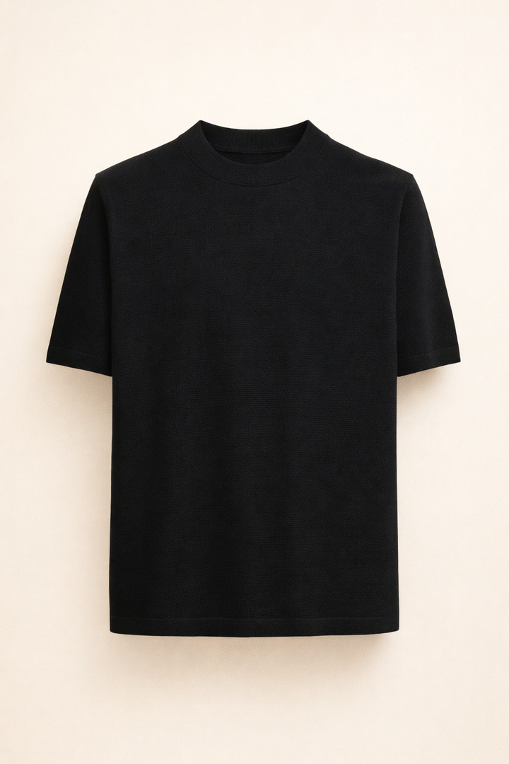 SANKI Black Relaxed Fit Casuals T-shirt for Men