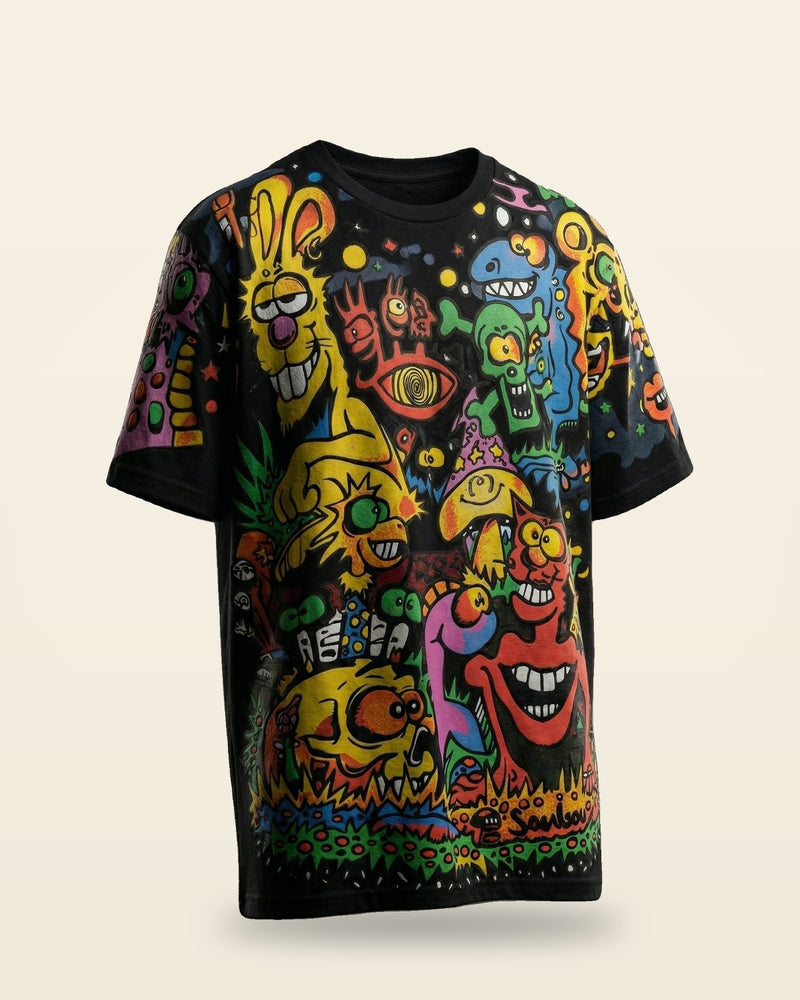 Energy Graphic Oversized Fit Tee — Black Premium Cotton