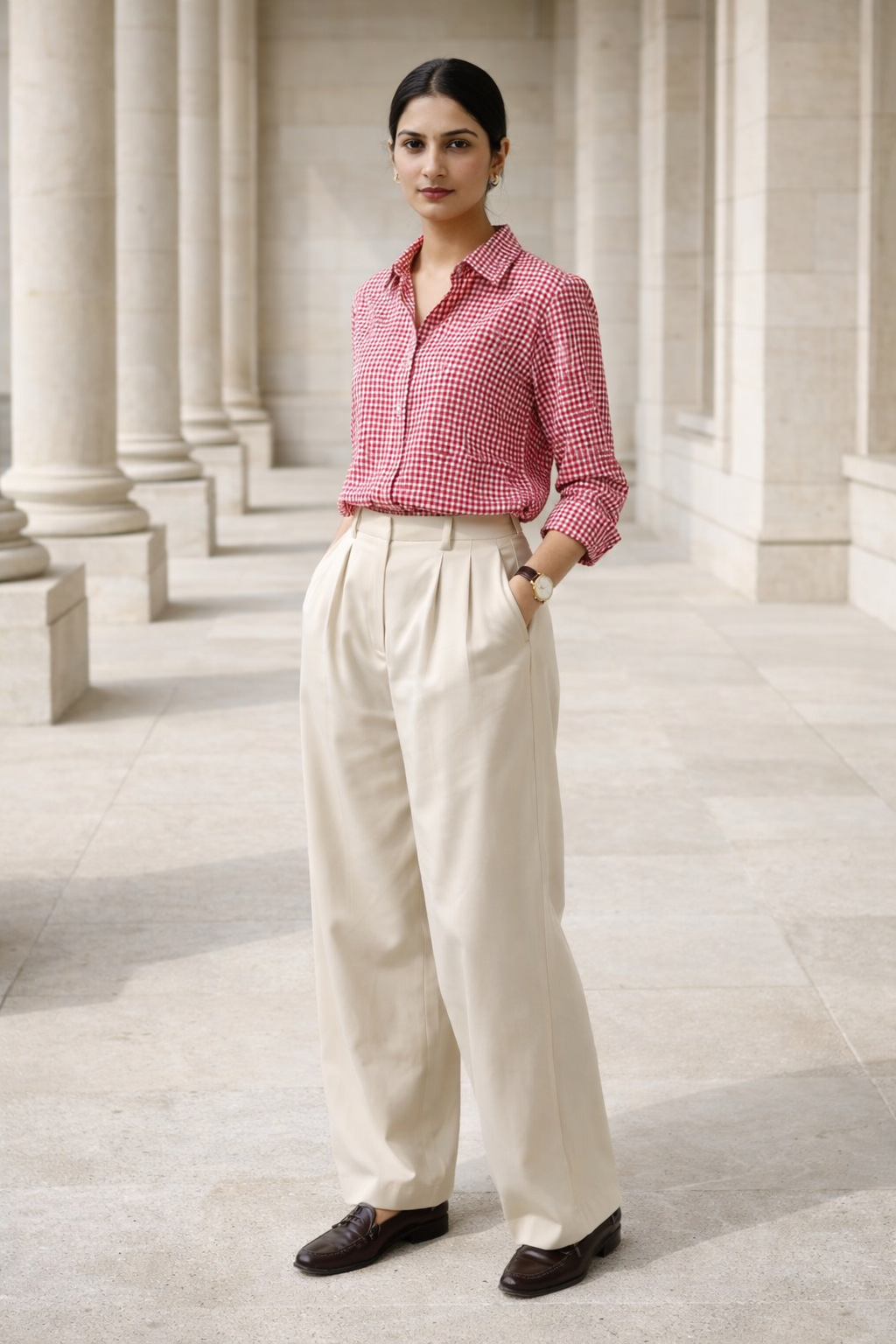 Red Casuals Shirt by SANKI — regular fit women's streetwear
