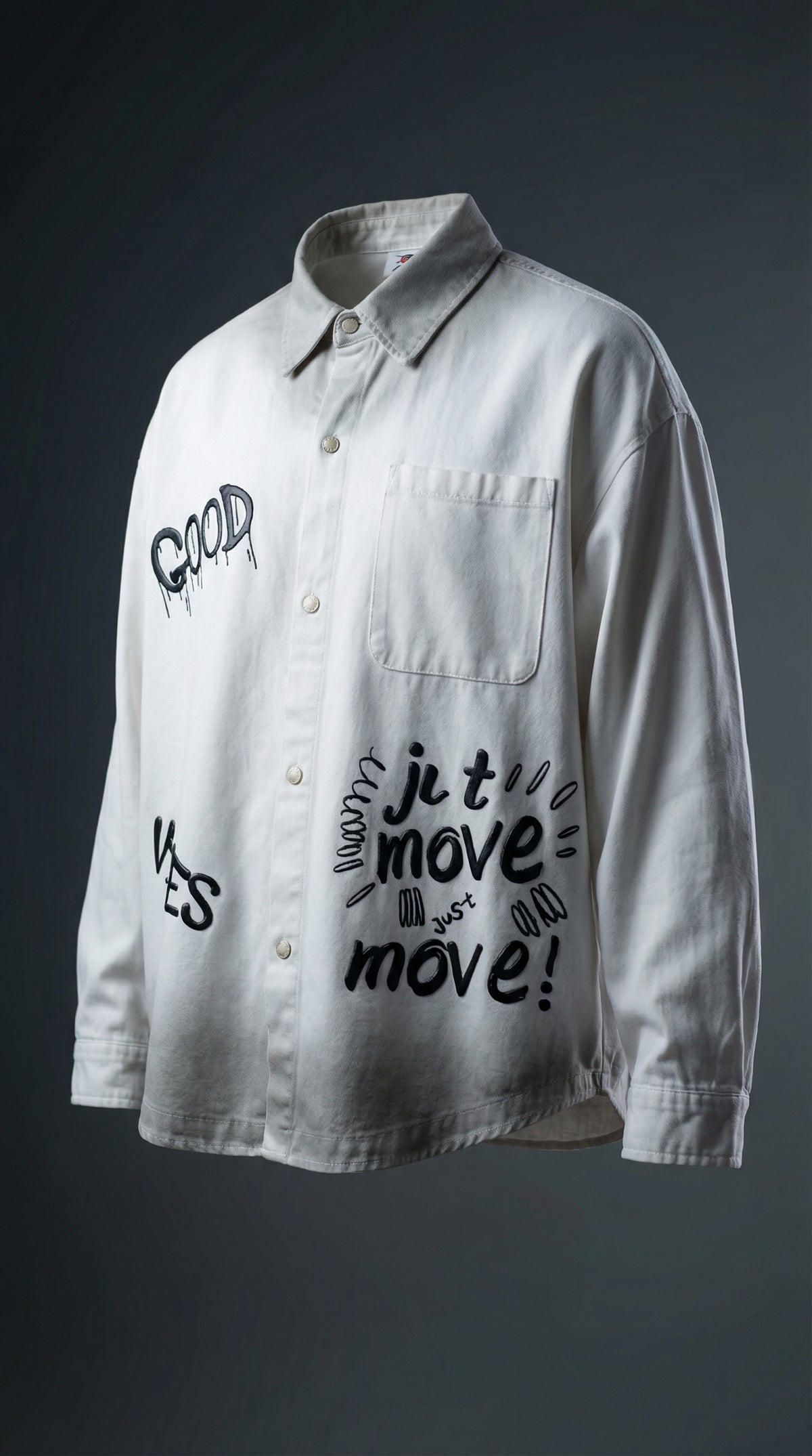 Shadow Back Graphic Shacket — Oversized Button-Up Fit — view 3
