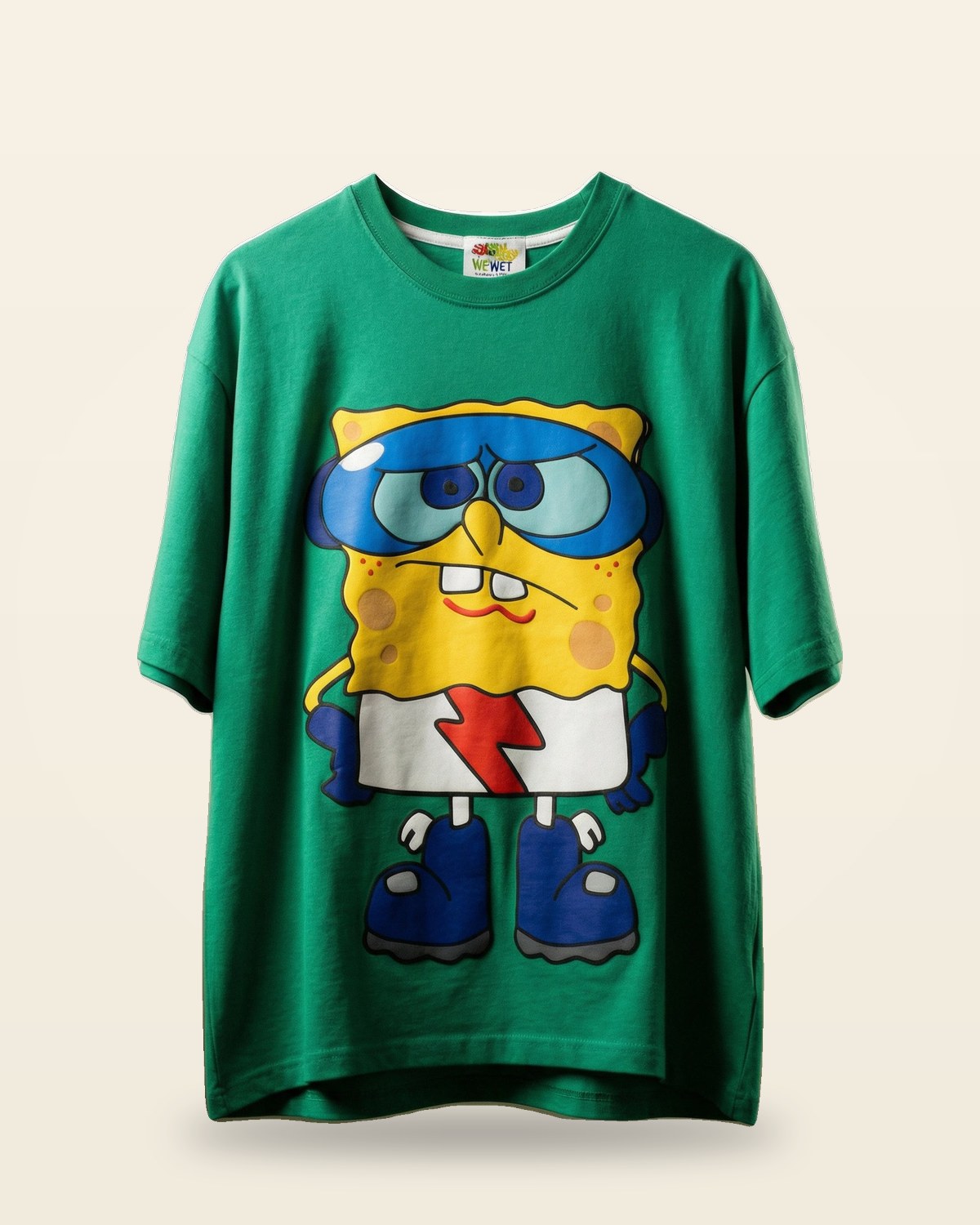 Funky Graphic Oversized Tee — Green Bio-Washed Cotton