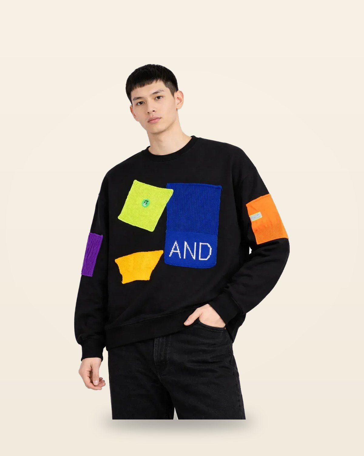 Geometric Oversized Sweatshirt — Fleece-Backed Cotton