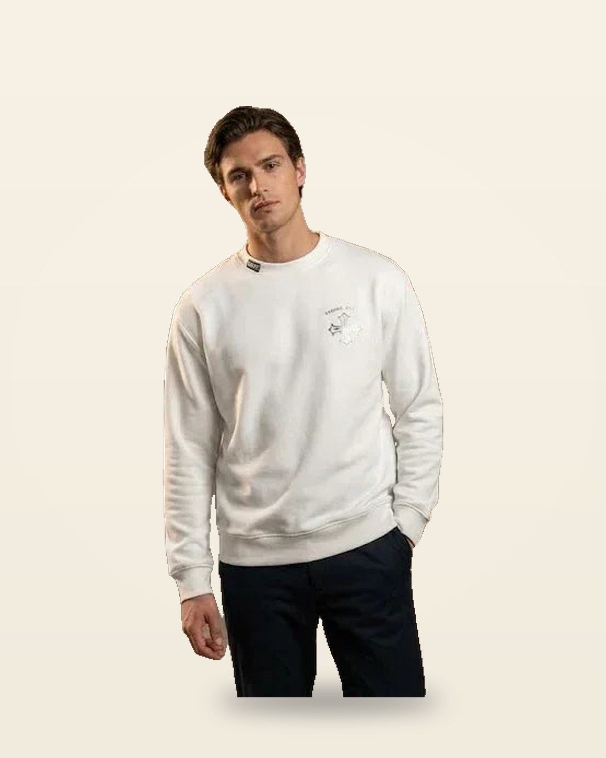 Glowing Print Oversized Sweatshirt — White Fleece