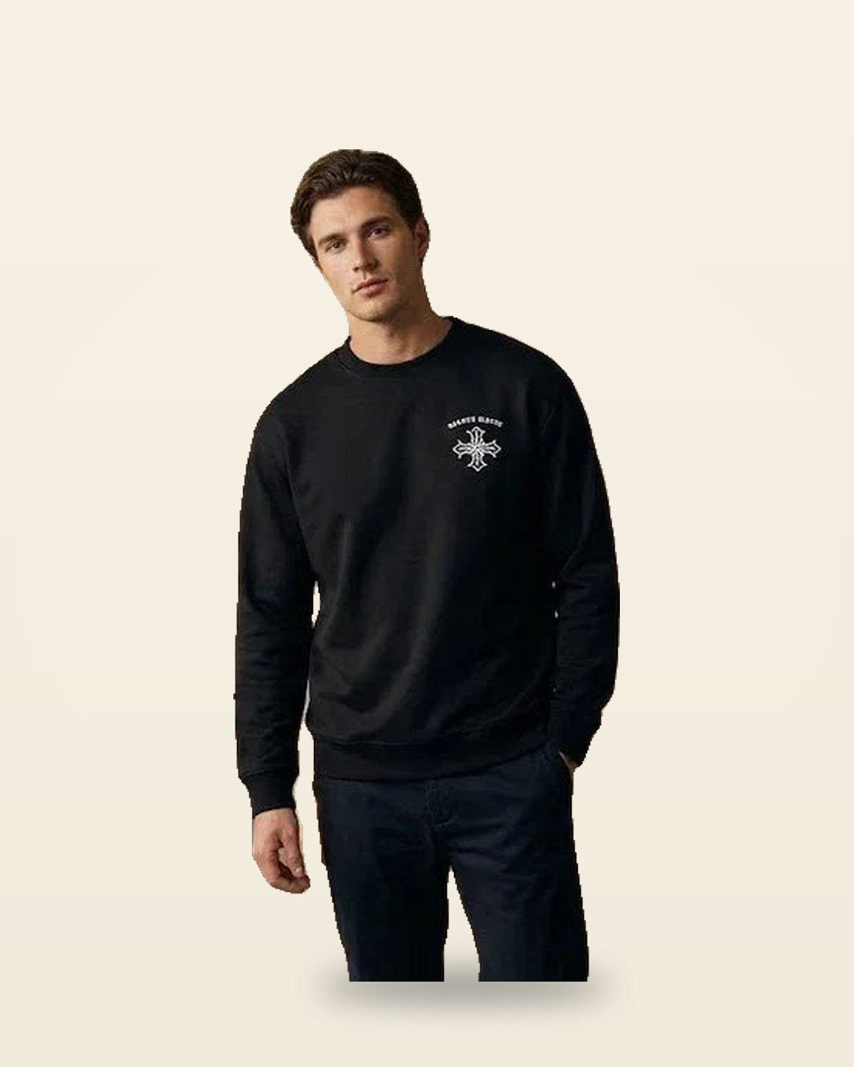 Glowing Sweatshirt — Black Fleece Crew Neck