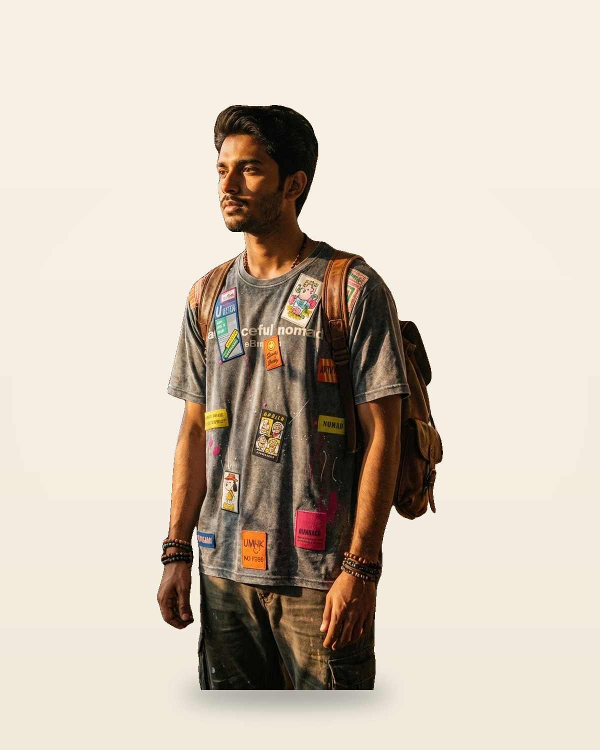 Graphic Cartoon Oversized Tee — Bio-Washed Grey