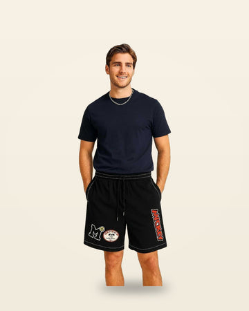 Graphic Character Shorts Vintage Print Fleece