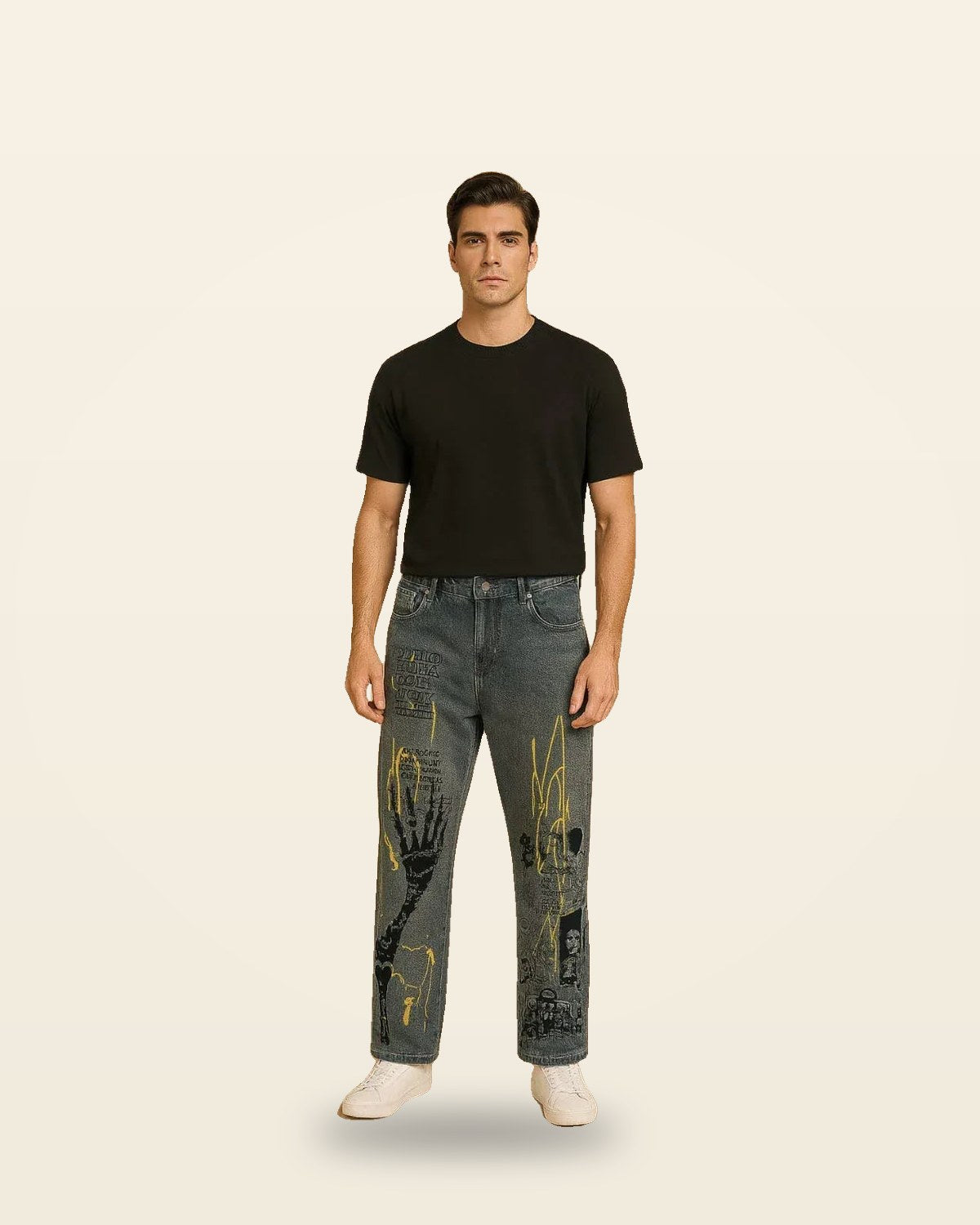 Graphic Denim Jeans — Premium Grey