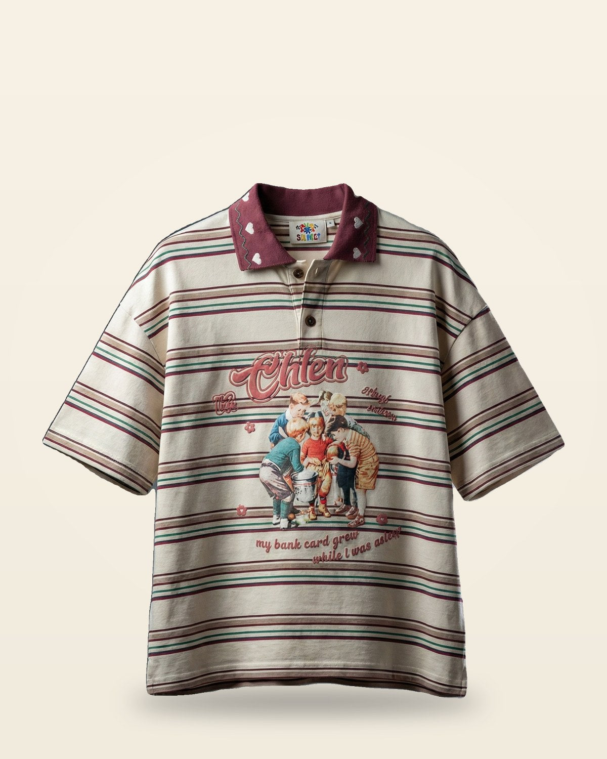 Graphic Half-Sleeve Tee — Cream Premium Cotton Fit