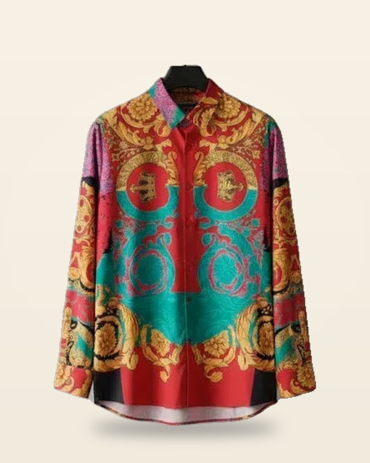 Graphic Print Full Sleeve Shirt — Retro Pattern