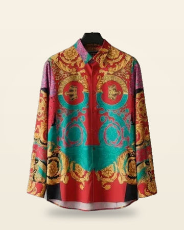 Graphic Print Full Sleeve Shirt — Retro Pattern