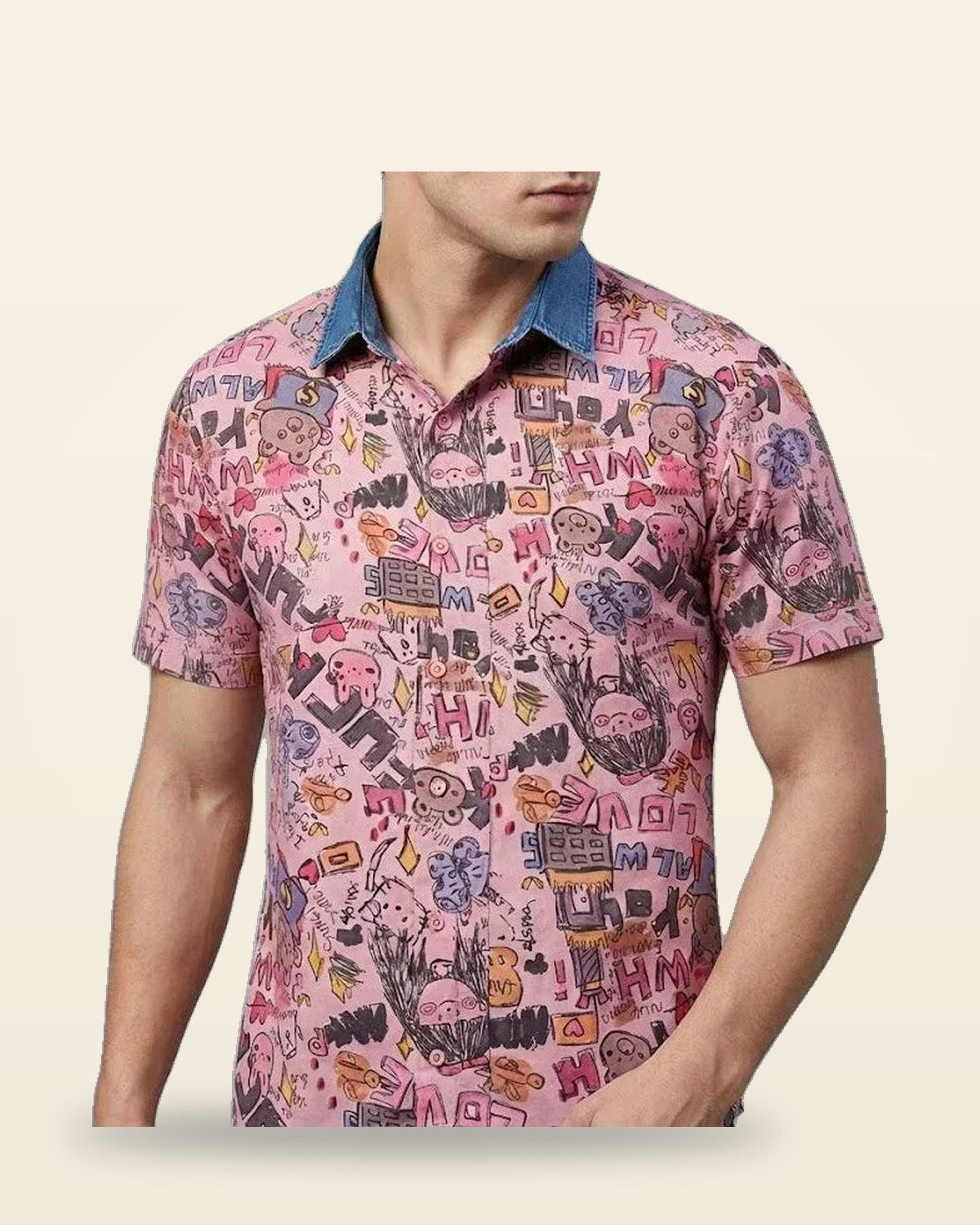 Graphic Print Half-Sleeve Shirt — Relaxed Streetwear Fit