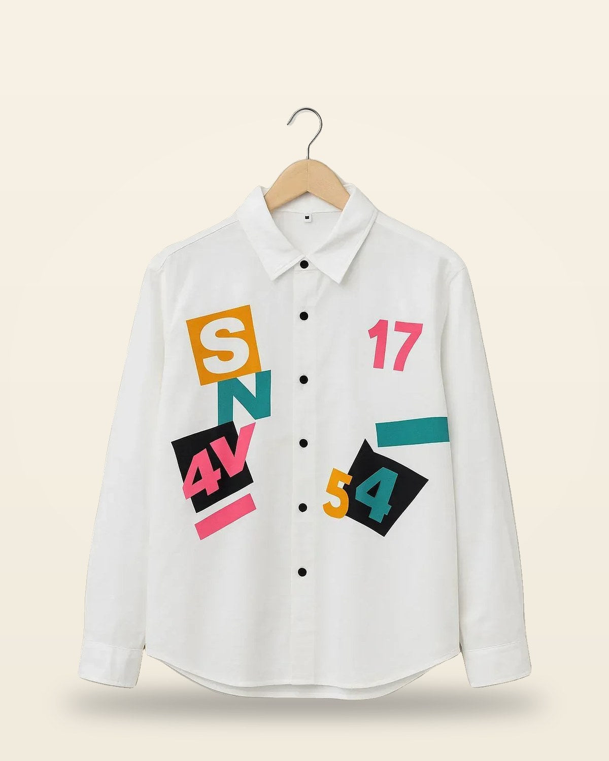 Graphic Print Oversized Shirt — Full Sleeve Fit
