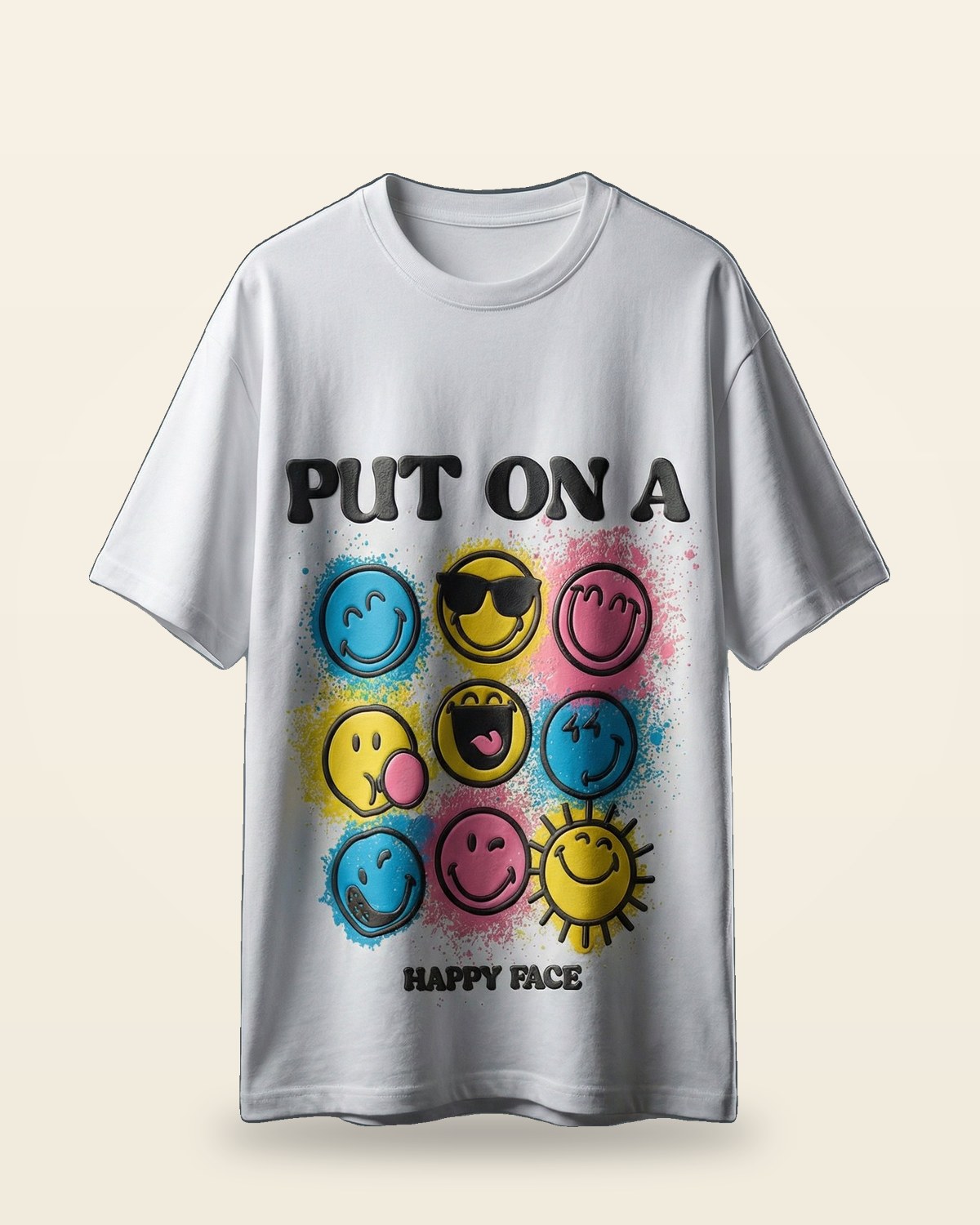 Graphic Print Oversized Tee — White Premium Cotton