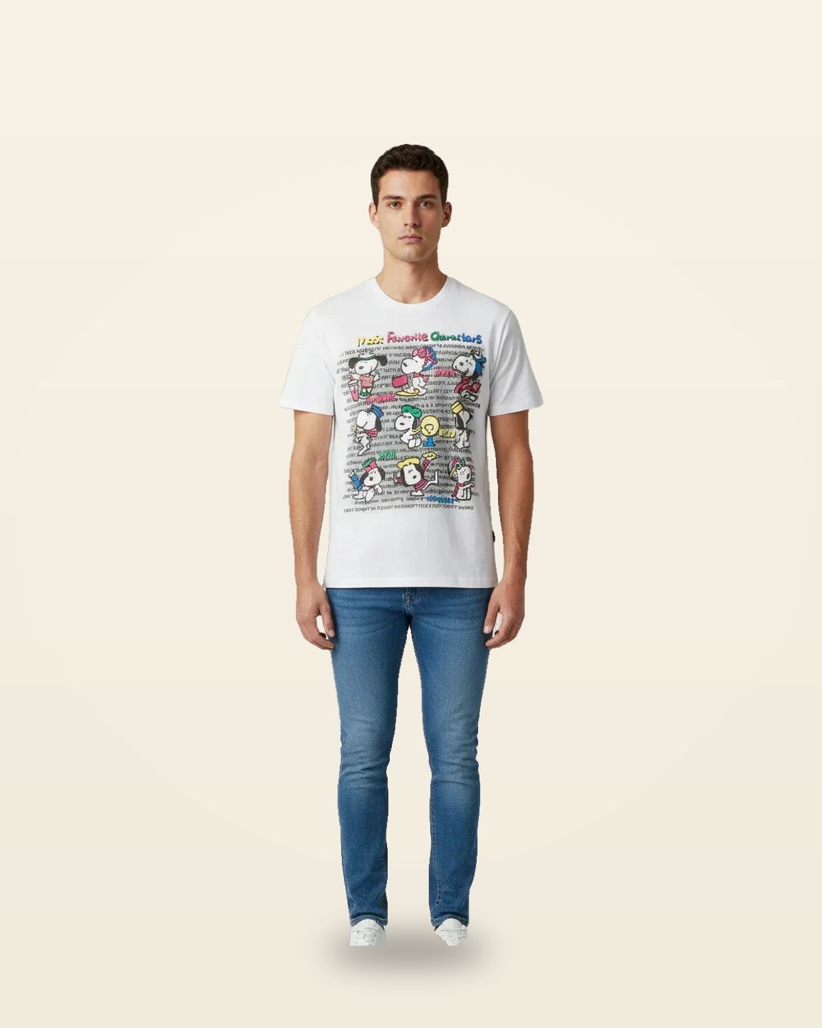 Graphic Round Neck Oversized Tee — White Premium Cotton