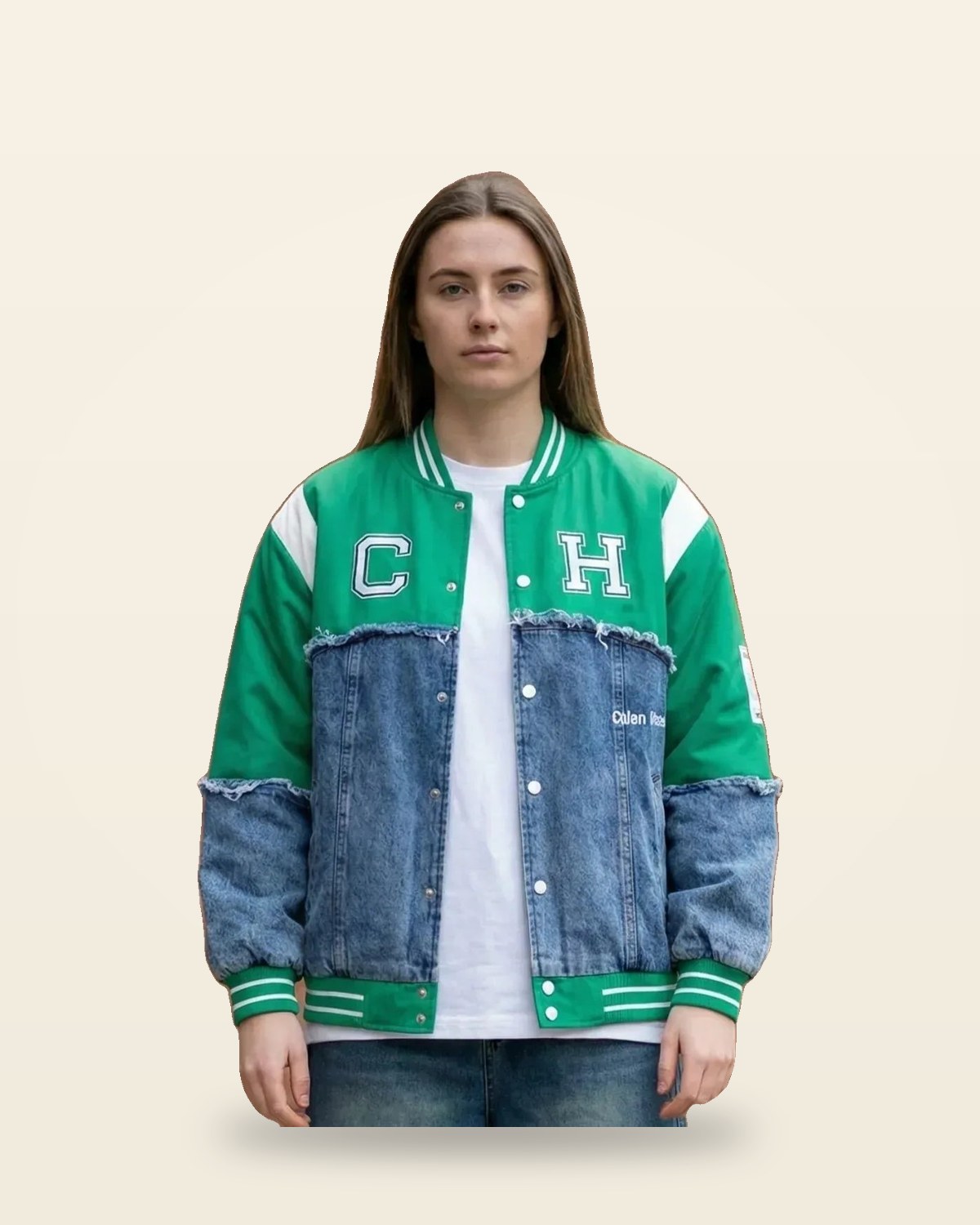 Green-Blue Varsity Jacket — Relaxed Fit