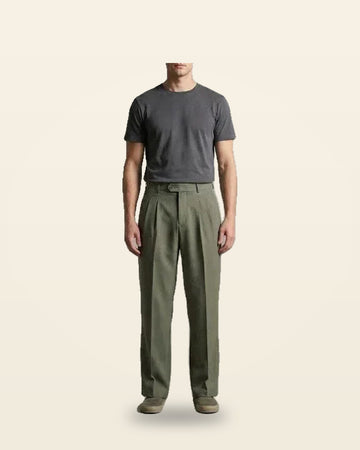 Grey Green Relaxed Fit Trouser — Soft Everyday Comfort