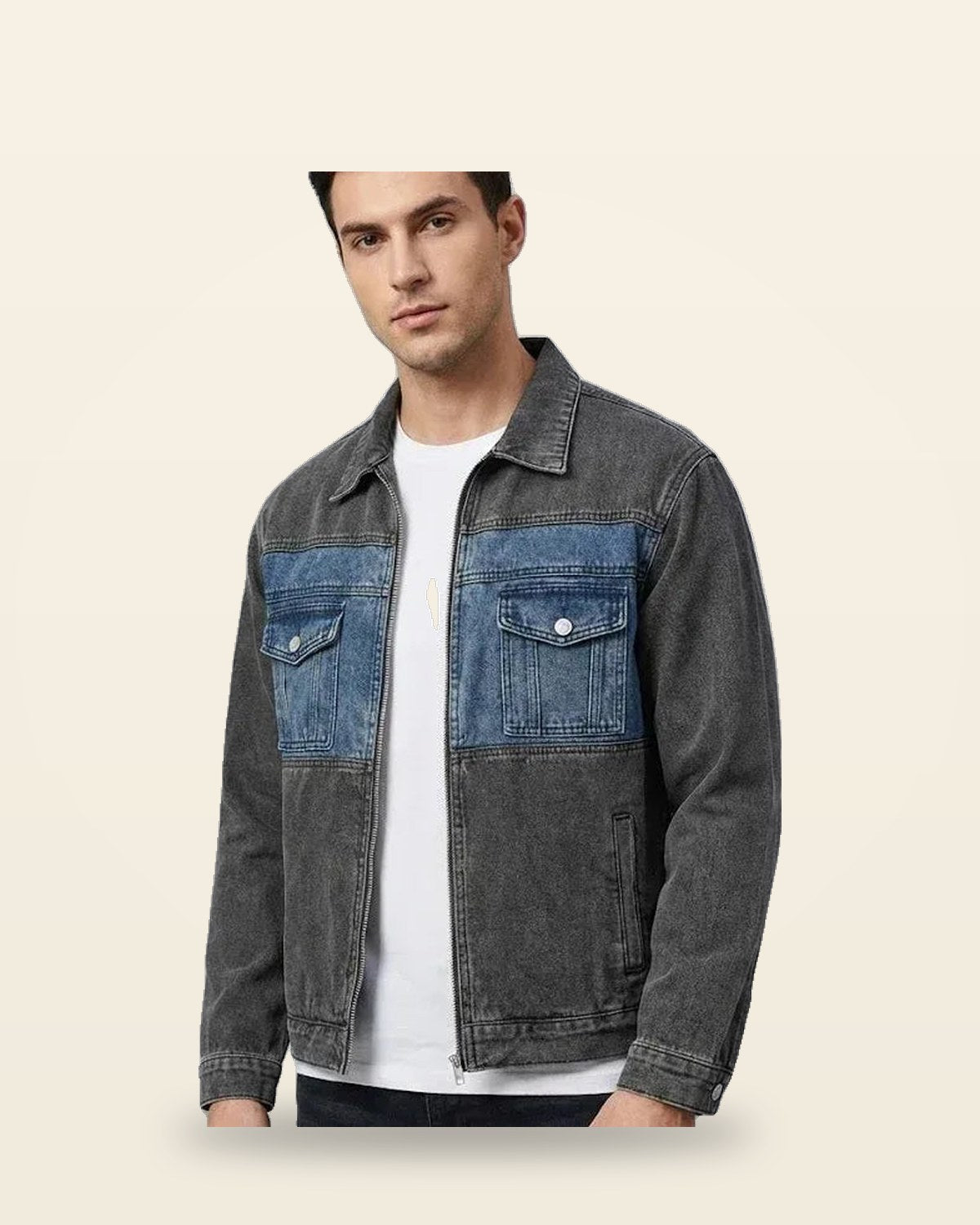 Grey Oversized Shacket — Brushed Cotton Blend