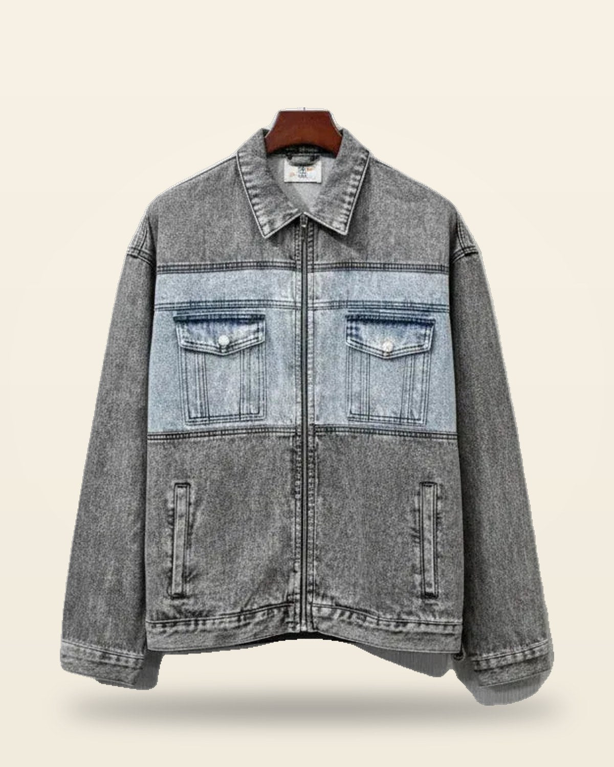 Grey Patchwork Cartoon Shirt — Playful Graphic Fit