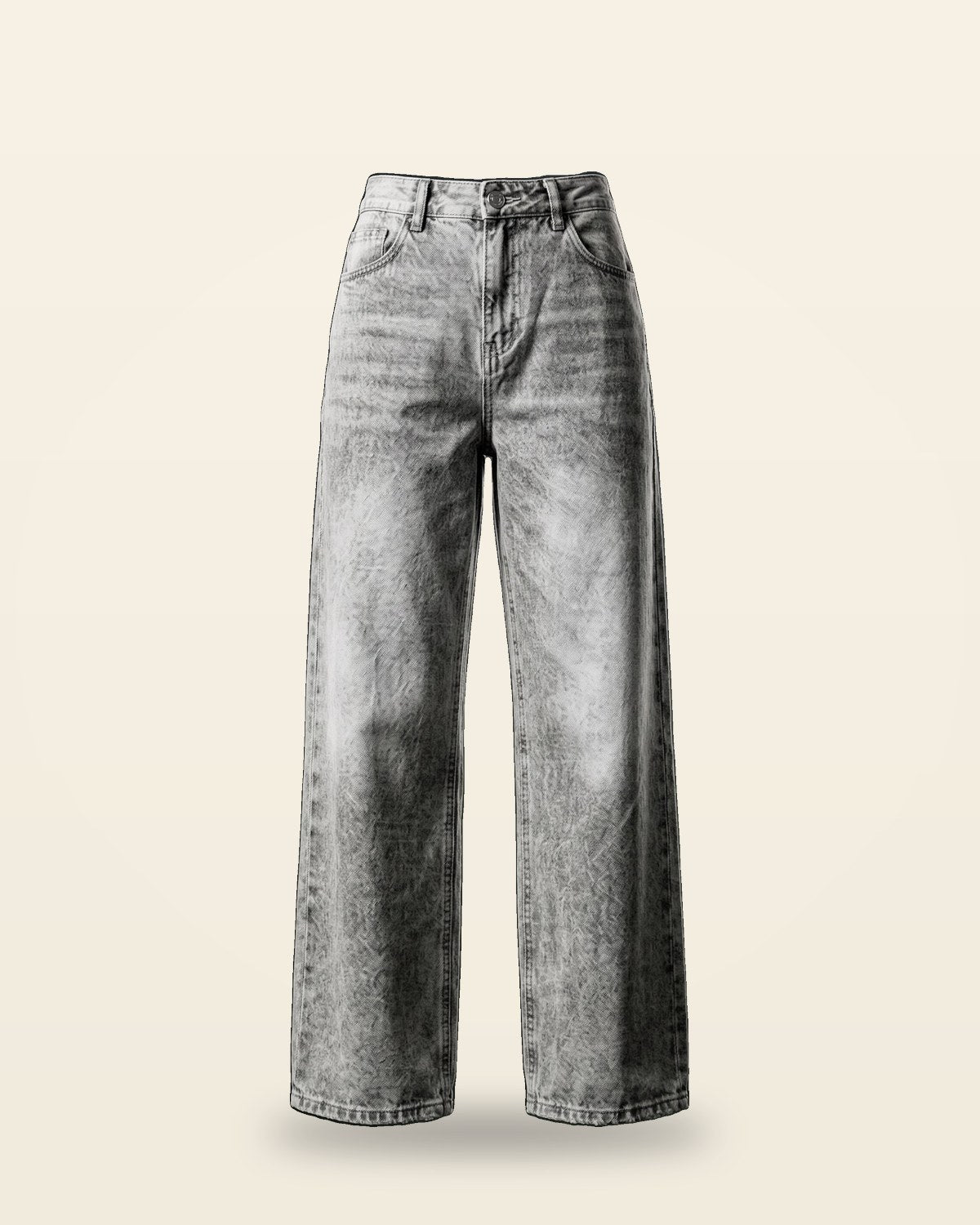 Grey Washed Denim Jeans — Relaxed Streetwear Fit
