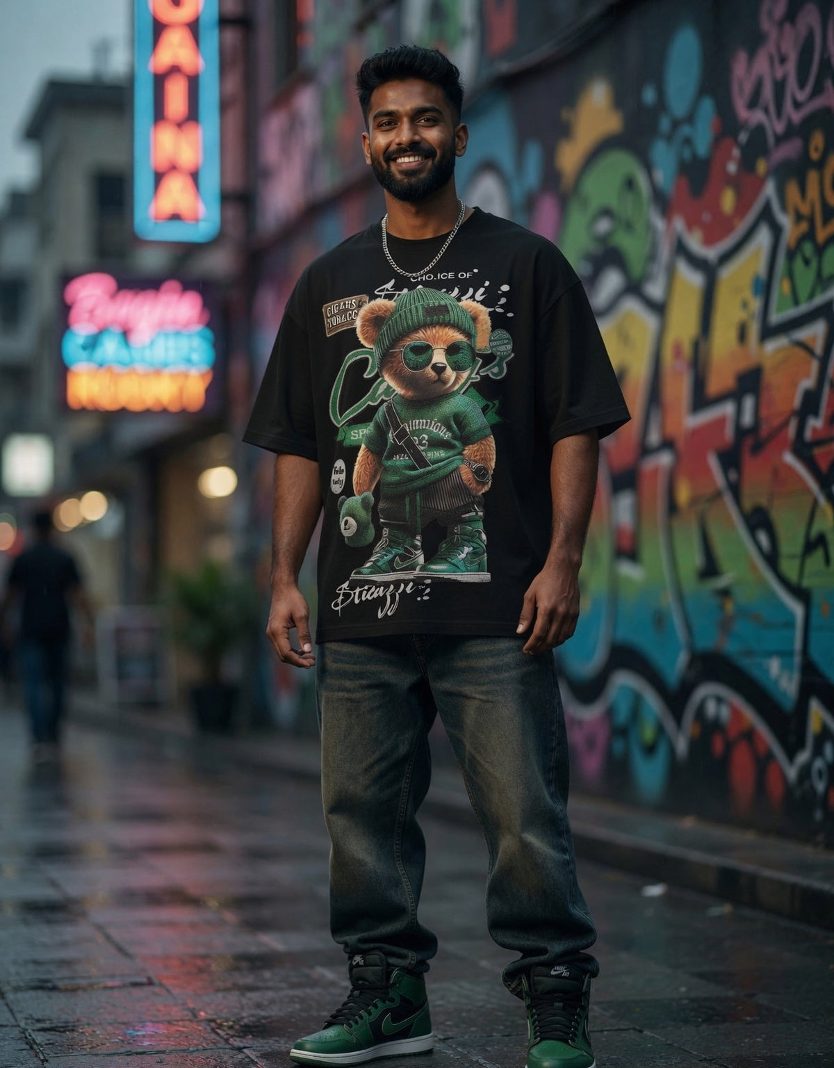 Teddy Bear Graphic Tee — Drop Shoulder Heavyweight Cotton — view 2