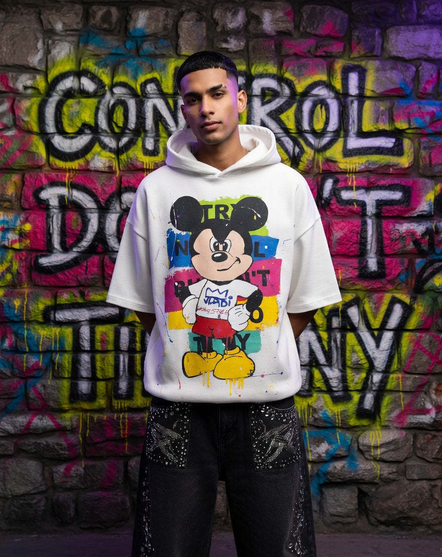 Mood AF Oversized Hooded Tee — White Premium Cotton — view 2
