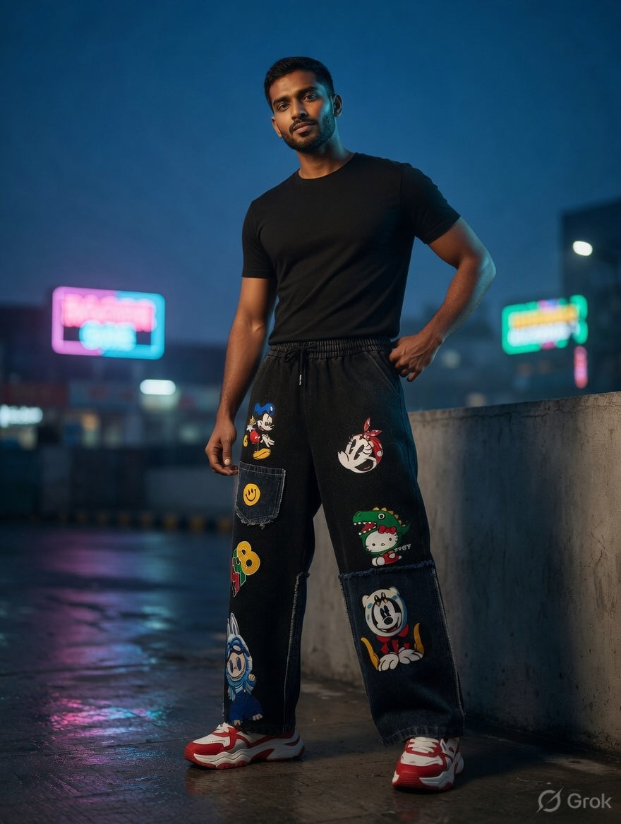 Sinner Black Cargo Jeans — Tapered Fit with Drawstring — view 3