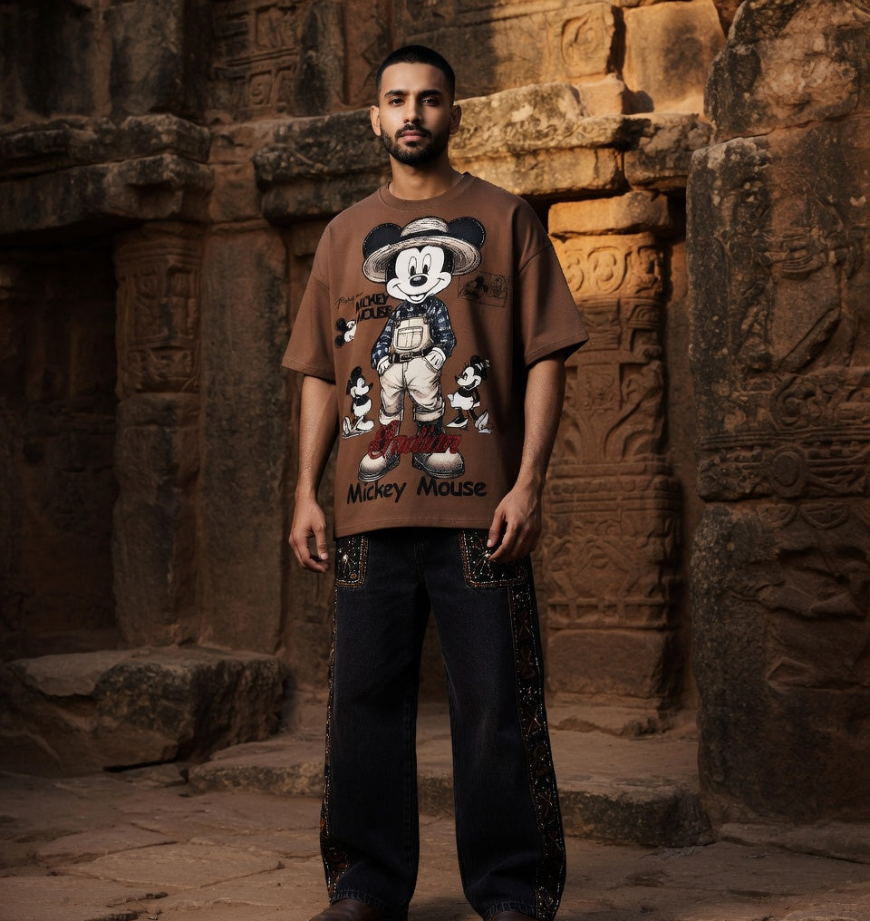 Lost in Vibes Oversized Tee — Brown Heavyweight Cotton — view 2