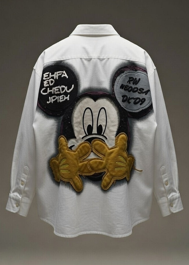 Throwback Toon Print Oversized Shirt — Multi-Cartoon Graphic — view 5