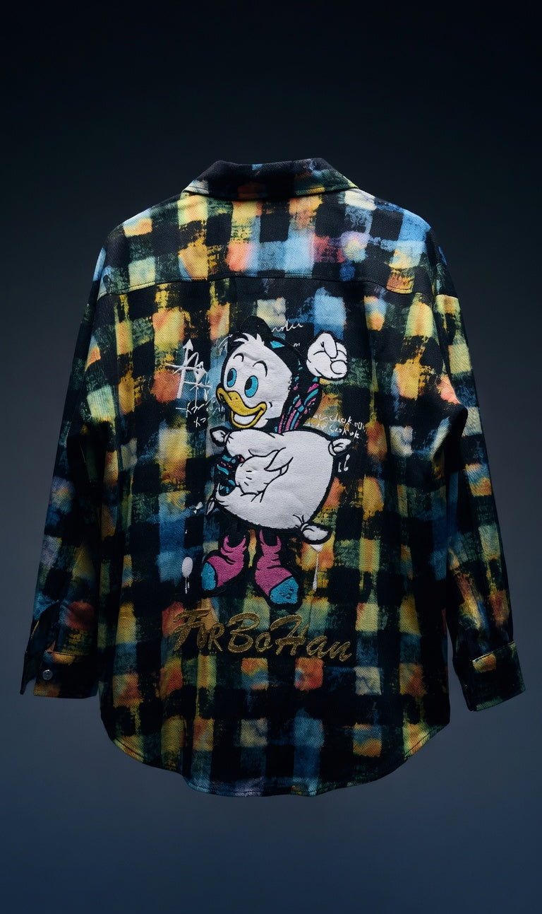 Multicolor Abstract Art Oversized Shirt — Premium Woven Cotton — view 2