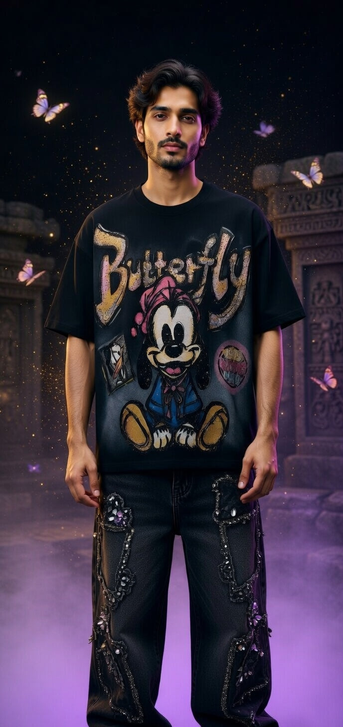 Butterfly Graphic Oversized Tee — Premium Cotton Fit — view 6