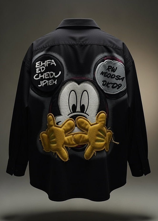 Throwback Toon Print Oversized Shirt — Multi-Cartoon Graphic — view 4