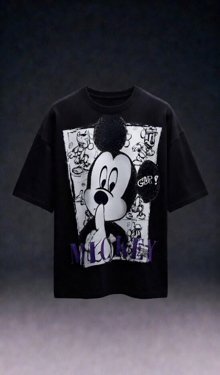 Stay Chill Character Print Oversized Tee — Combed Cotton — view 3