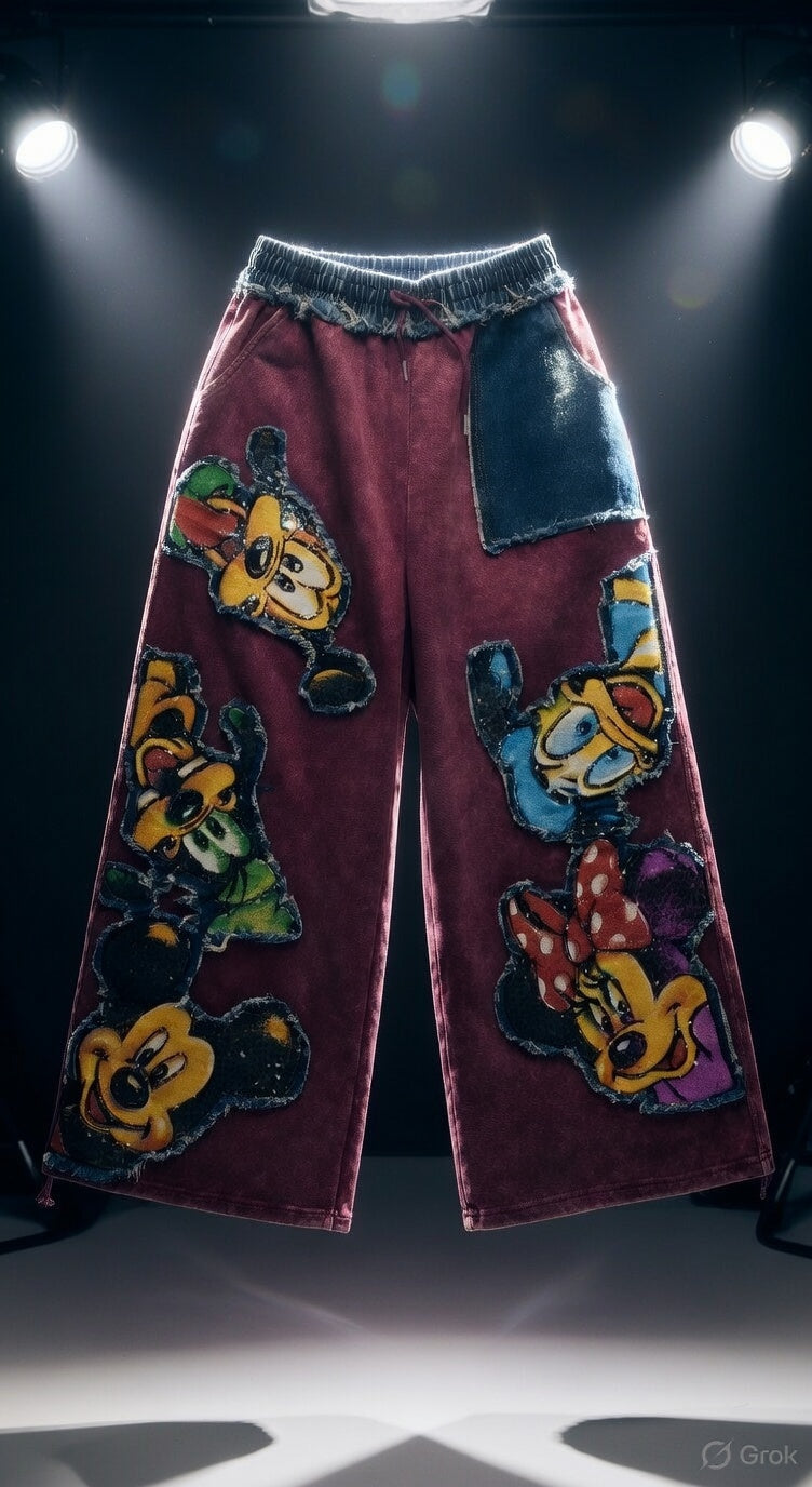 Star Glitter Maroon Lower — Tapered Fit Streetwear — view 2