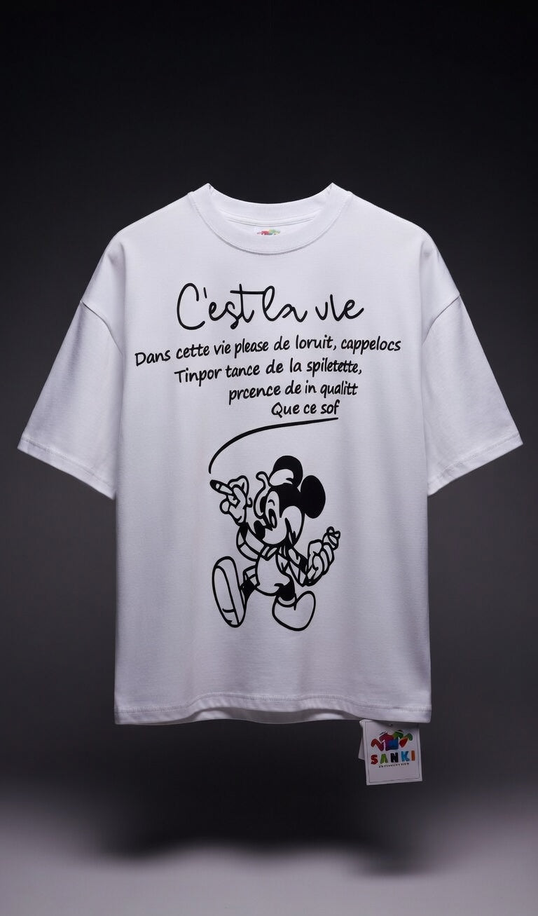 Stay Chill Character Print Oversized Tee — Combed Cotton — view 4