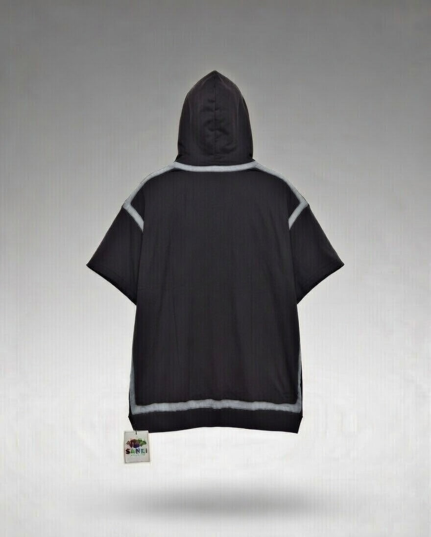 Fuchsia Patch Oversized Hoodie Tee — Black Premium Streetwear — view 2