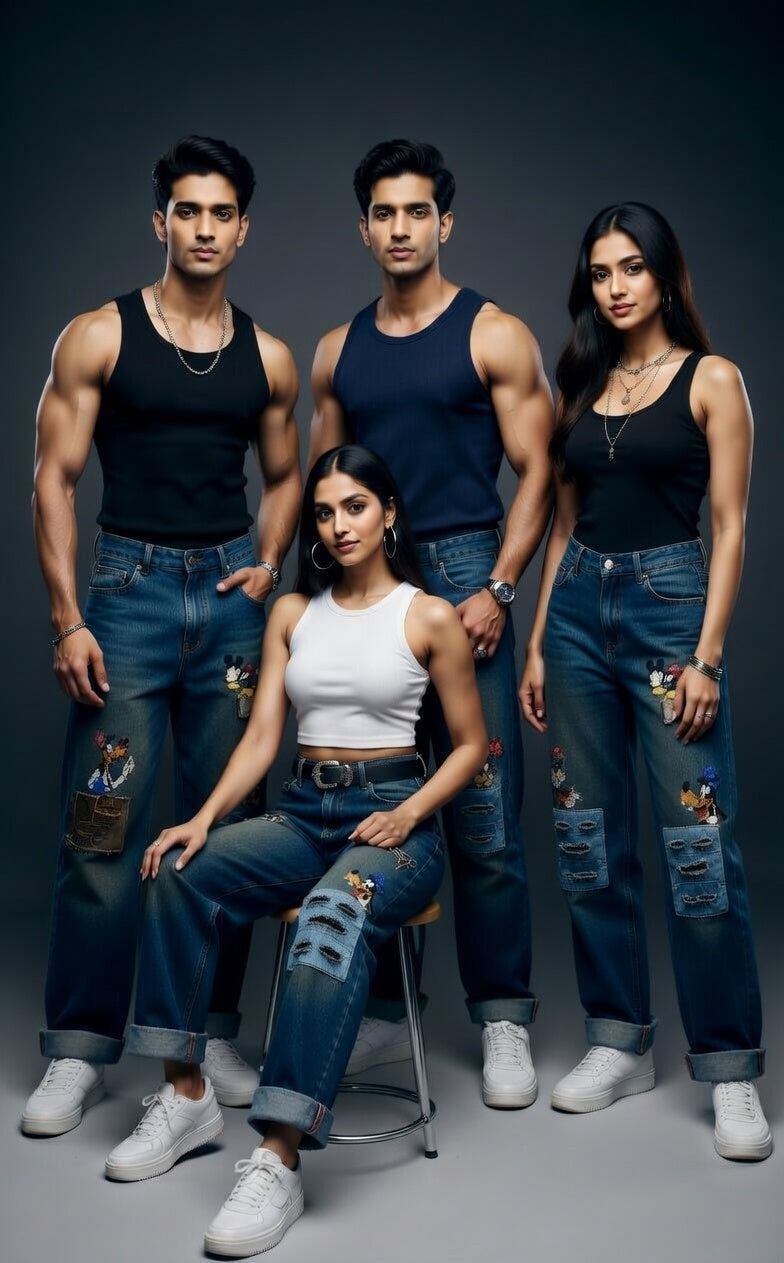 Denim Patchwork Jeans — Premium Distressed Fit — view 3
