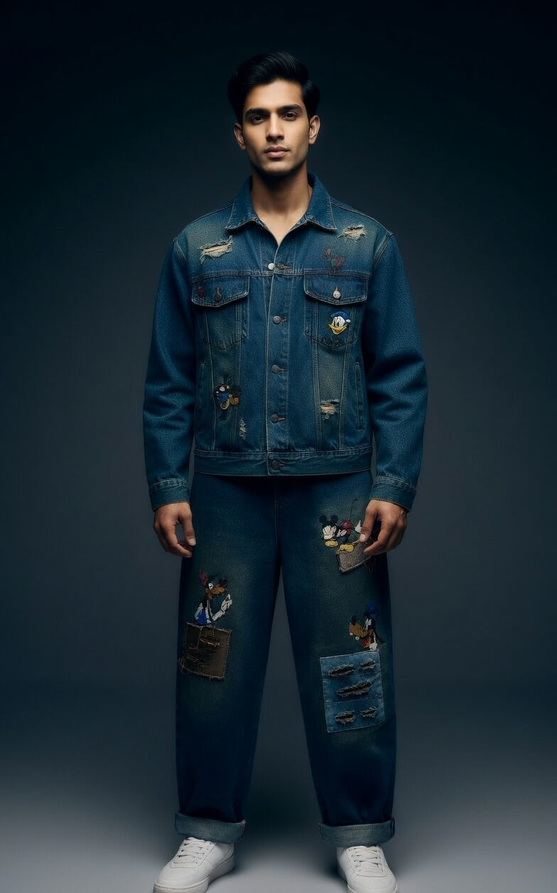 Denim Patchwork Jeans — Premium Distressed Fit — view 2