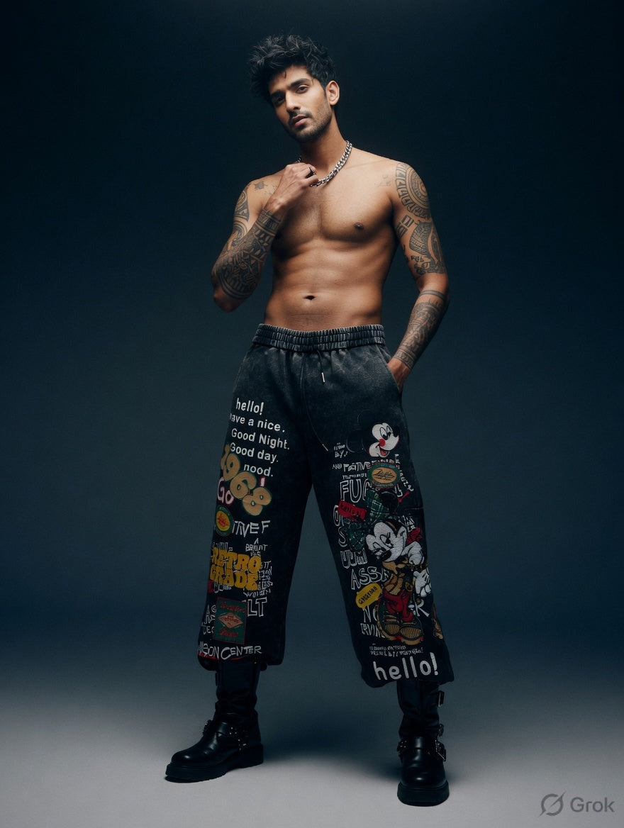 Sober Hello Jeans — Black Tapered Fit with Drawstring — view 2