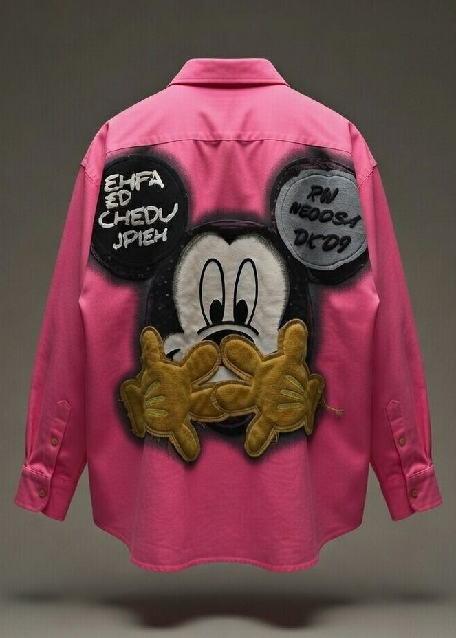 Throwback Toon Print Oversized Shirt — Multi-Cartoon Graphic — view 9