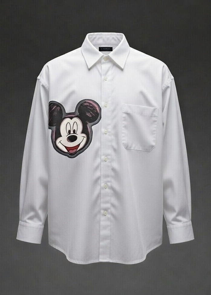 Throwback Toon Print Oversized Shirt — Multi-Cartoon Graphic — view 2