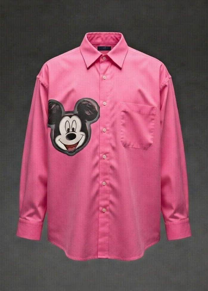 Throwback Toon Print Oversized Shirt — Multi-Cartoon Graphic — view 3