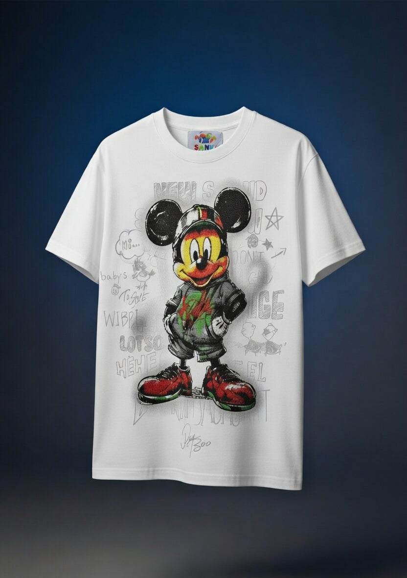 Cartoon Street Icon Graphic Fit — White Premium Tee — view 4