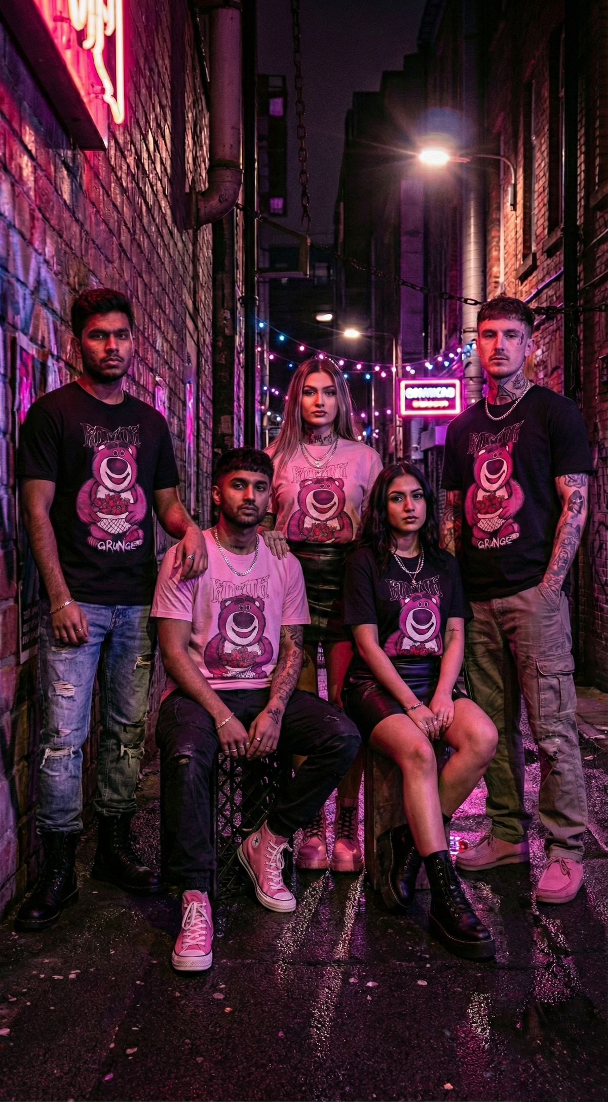 Grunge Bear Graphic Tee — Black Premium Cotton Fit — view 5