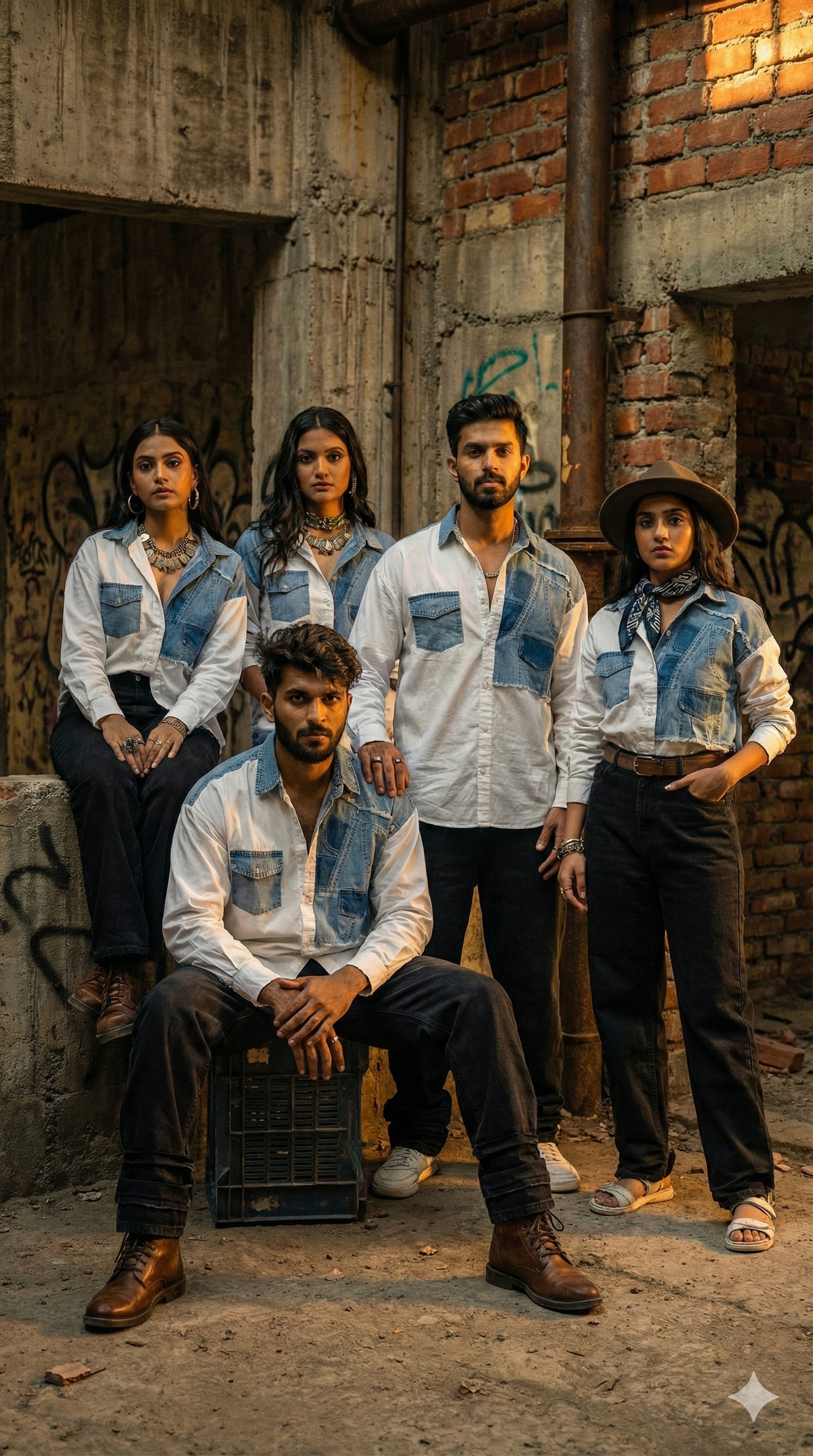 Denim Patch Shacket — Relaxed White Fit — view 5