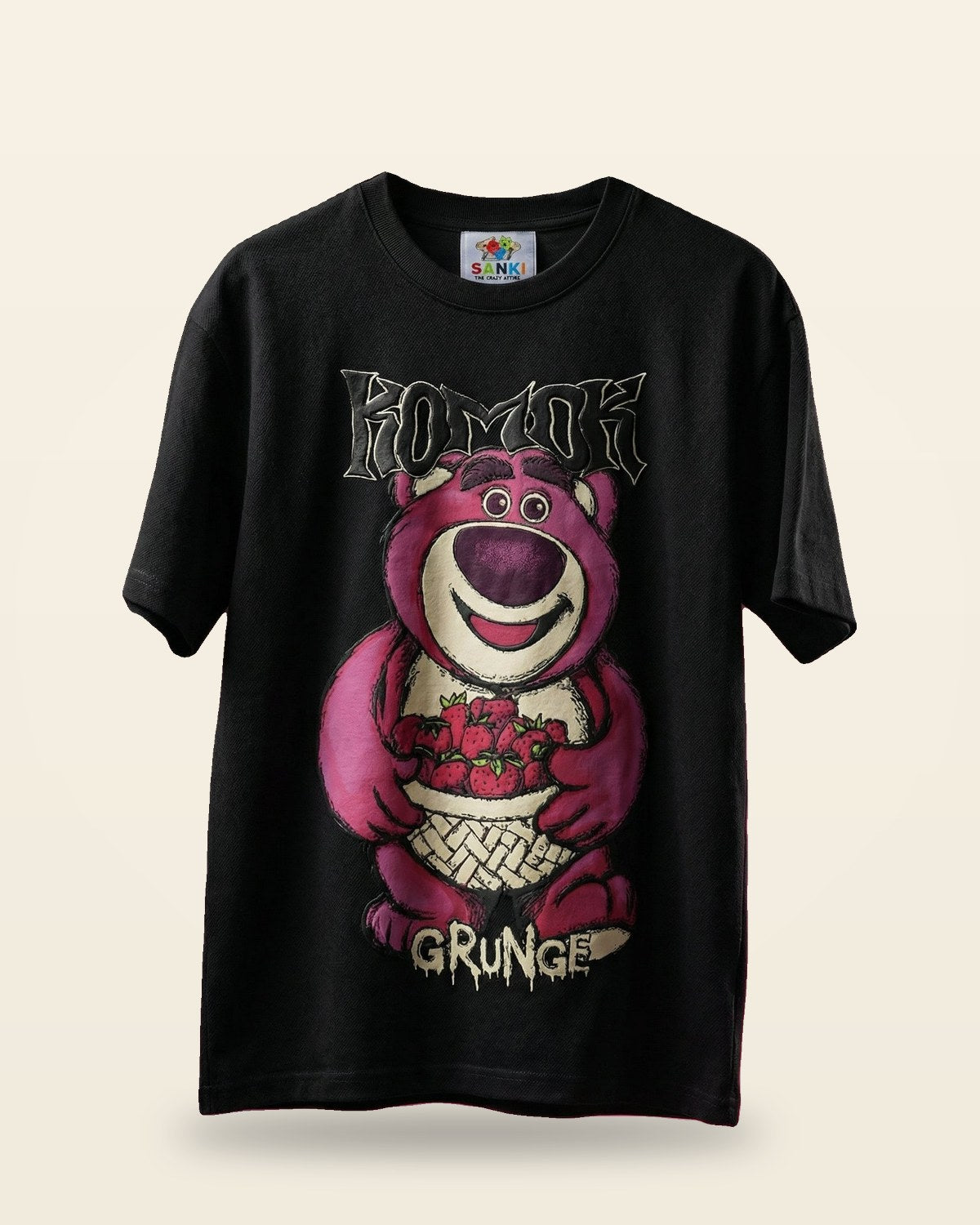 Grunge Bear Graphic Tee — Black Premium Cotton Fit