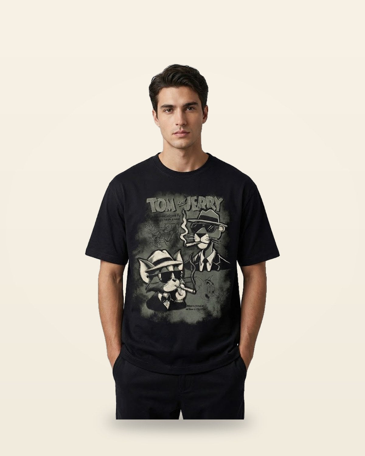 Heavyweight Cotton Tee — Monochrome Graphic Print