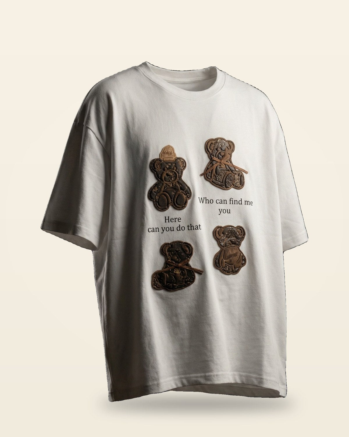 Heritage Teddy Oversized Tee — White Premium Cotton