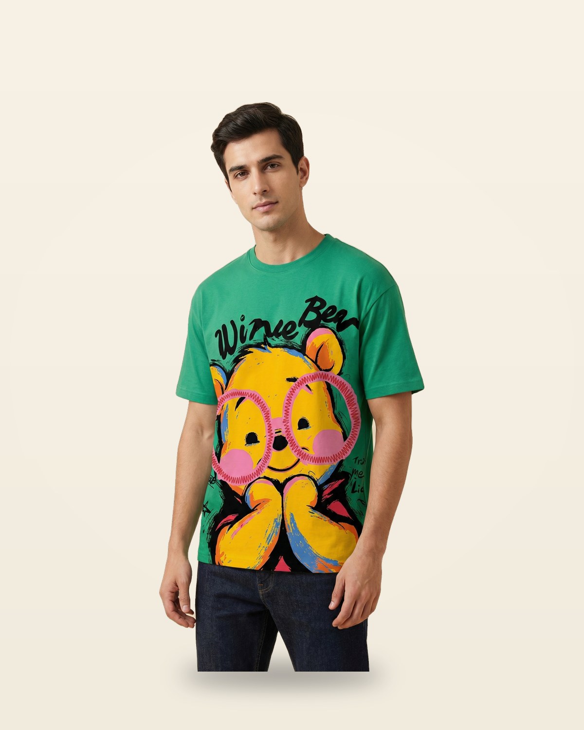 Honey Bear Graphic Oversized Tee — Green