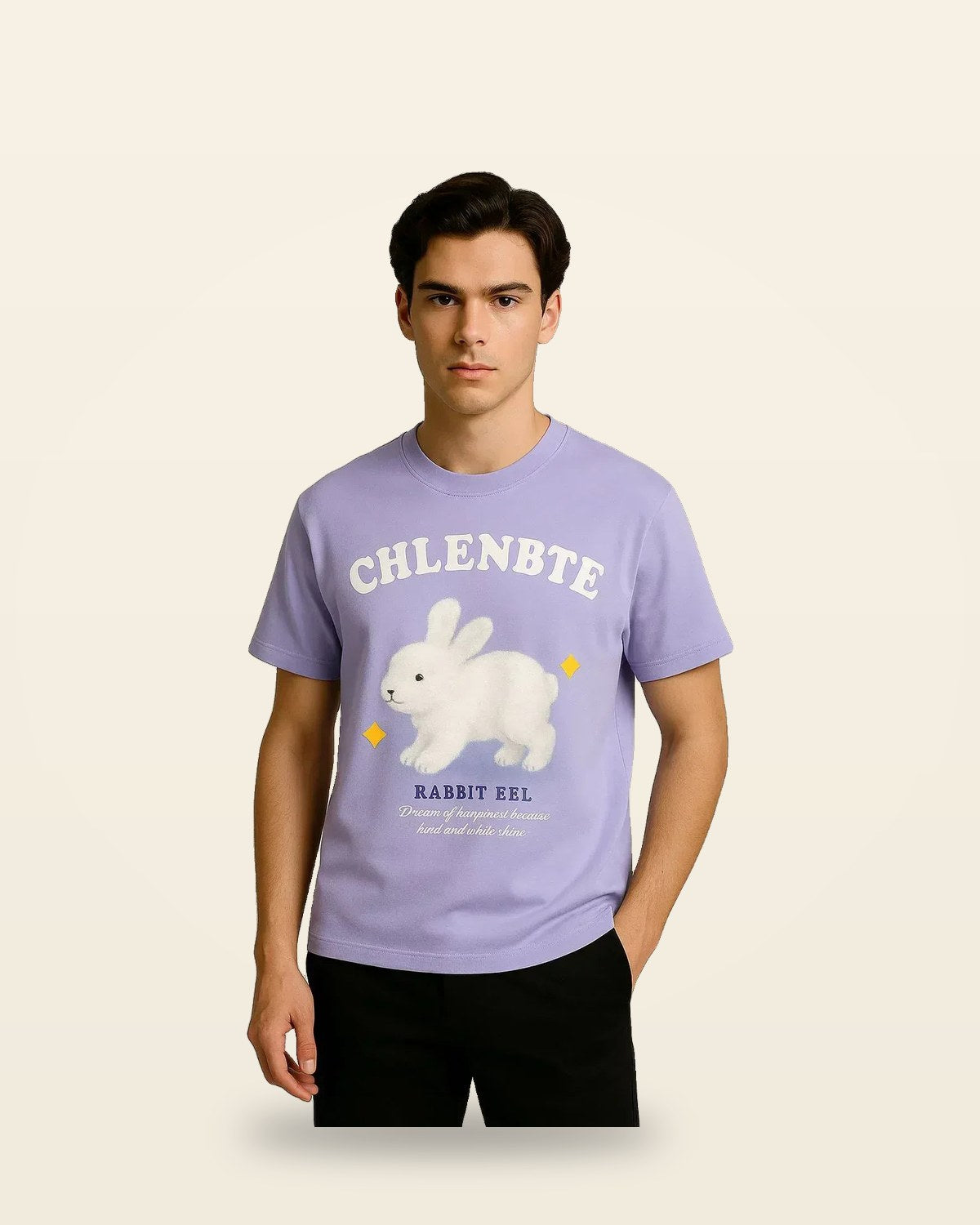 Lavender Pastel Tee — Textured Rabbit Graphic Fit